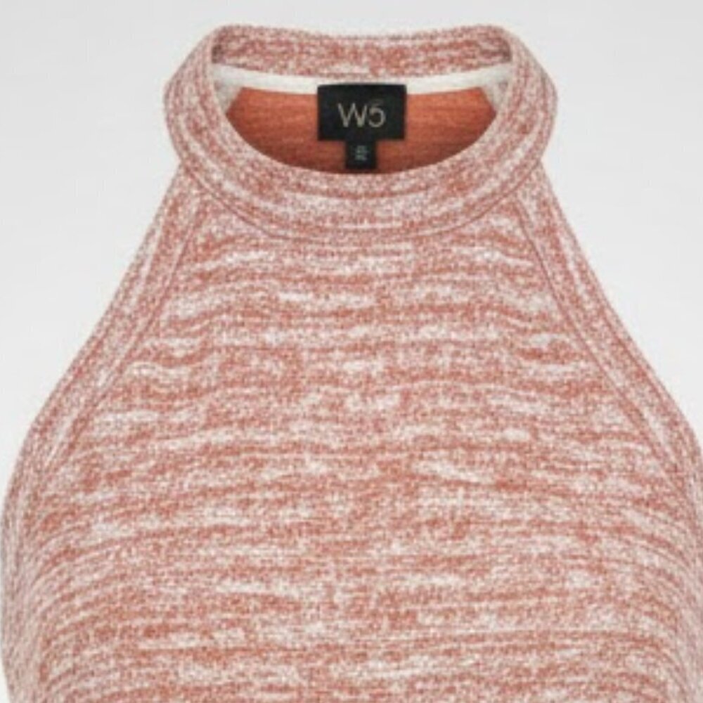 W5 Textured Halter Neck Tank with Fringe